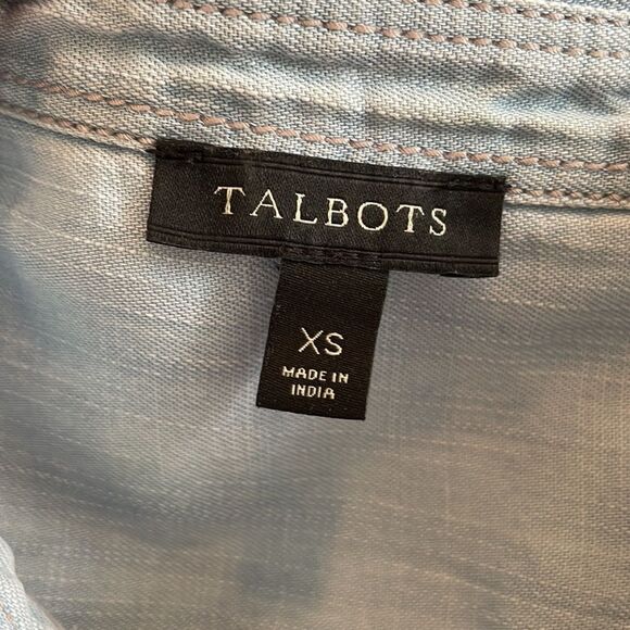 Talbots light blue denim chambray long sleeved shirt - Picture 9 of 10